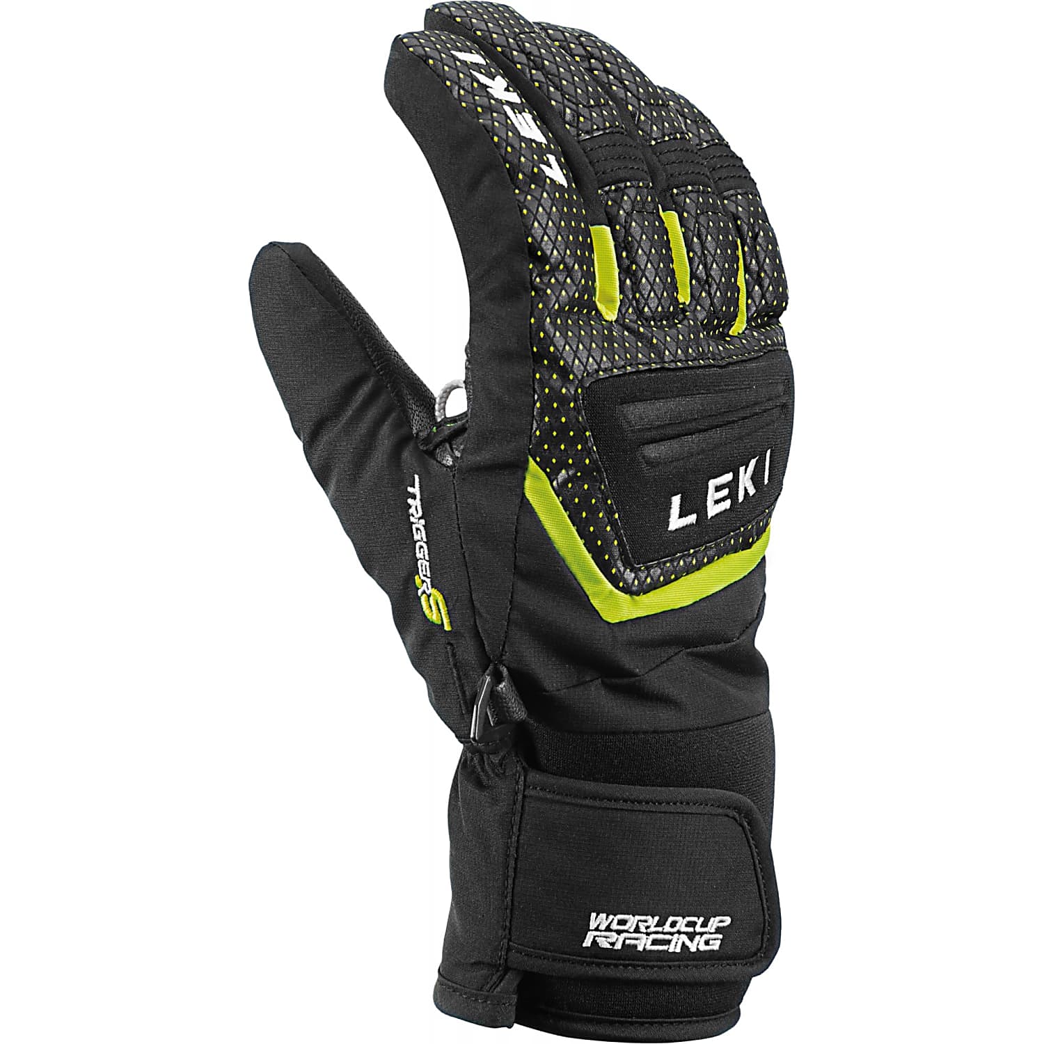 Leki Worldcup S Junior Alpine Ski Gloves Black-Ice Lemon - 2023