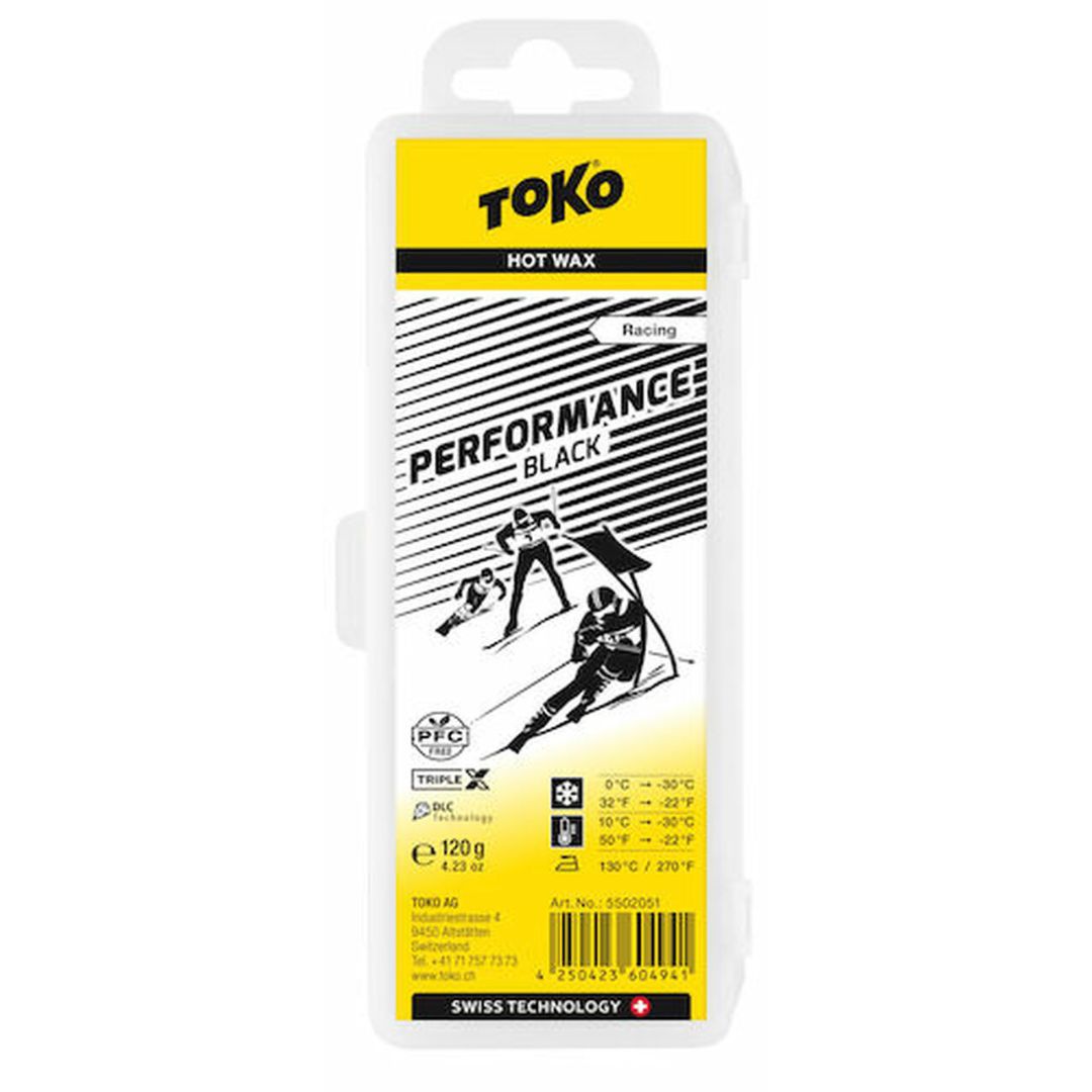Toko Performance Ski and Snowboard Hot Wax 120g Black Fluoro Free & DLC | 5502051 SKI & SNOWBOARD WAX Toko   